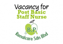 Vacancy for Post Basic Staff Nurse at BP Renalcare Sdn Bhd