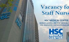 Vacancy for Staff Nurse at HSC Medical Center (KL) Sdn Bhd