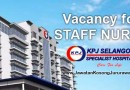 Vacancy for Staff Nurse at KPJ Selangor Specialist Hospital